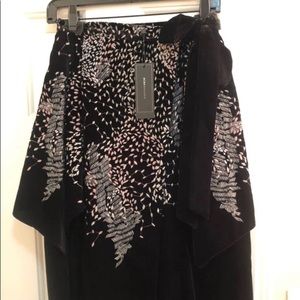 bcbg embroidered velvet wrap skirt